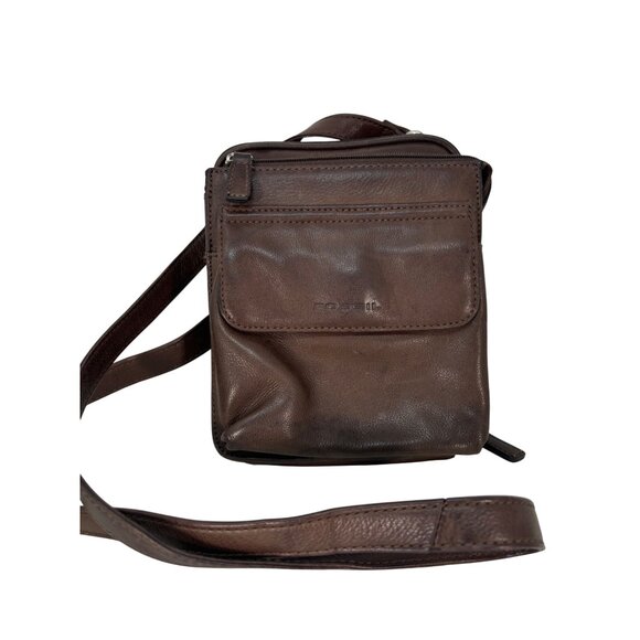 Vintage Fossil Pebbled Brown Leather Crossbody Bag - Picture 13 of 16